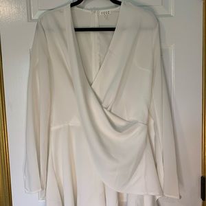 White, flowy, long sleeve, romper